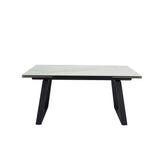 Maxwell High Gloss White Ceramic 1.6m Extending Dining Table with double extension and Black legs by Pendle Village